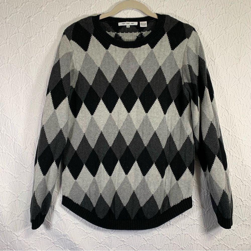 Eight Eight Eight Woman's Diamond Pattern Pullover Sweater Medium #854